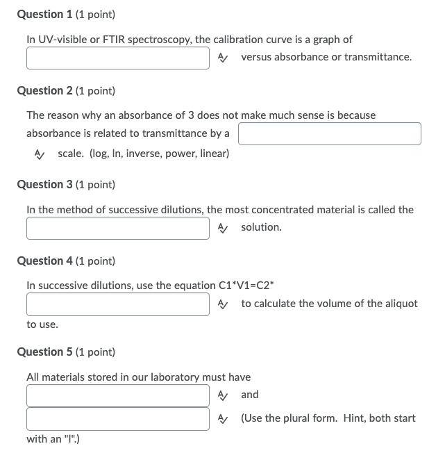 Solved Question 1 1 Point In Uv Visible Or Ftir Chegg Com
