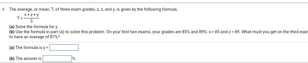 Solved 4. The Average, Or Mean, T, Of Three Exam Grades, | Chegg.com