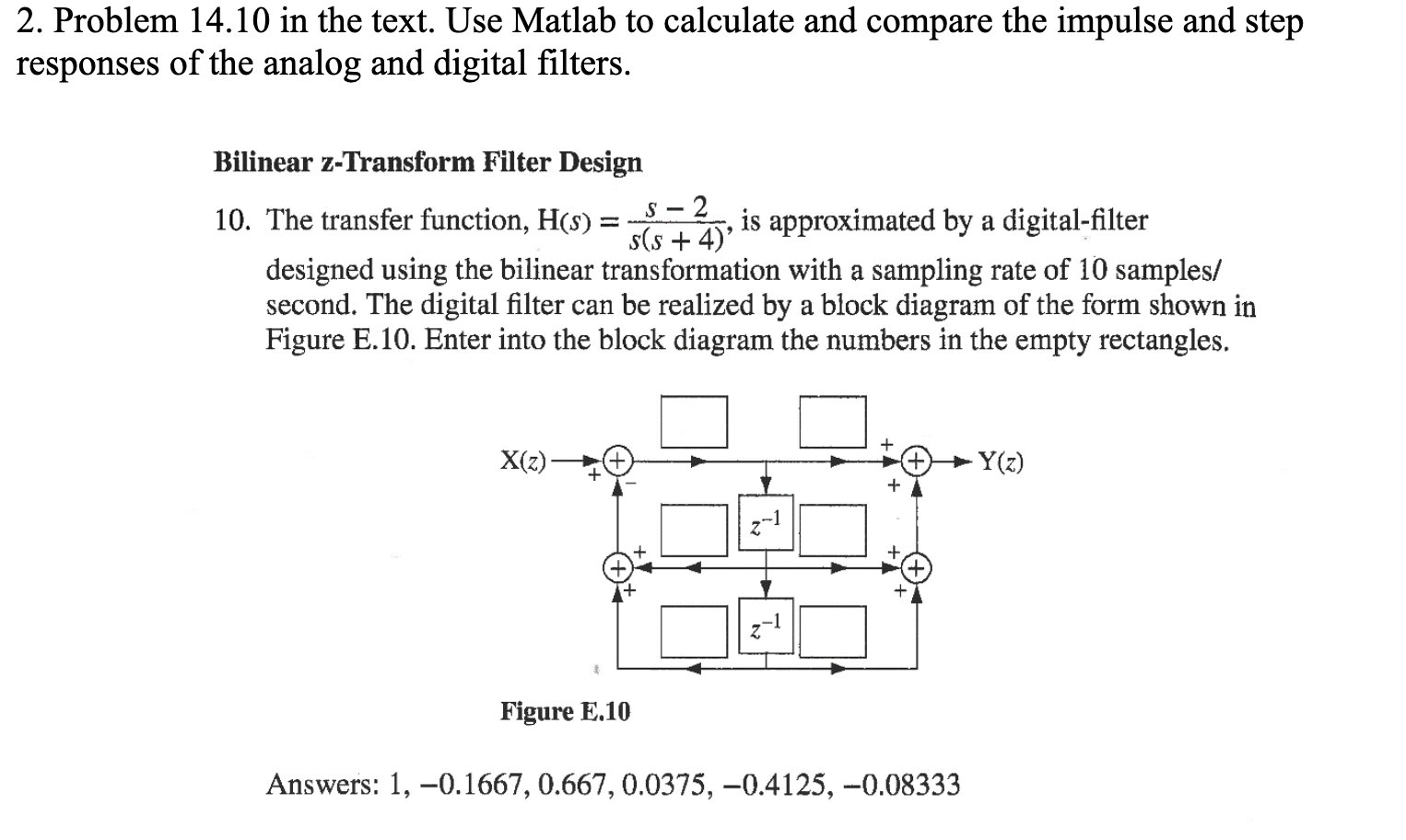 Solved 2. Problem 14.10 in the text. Use Matlab to calculate | Chegg.com