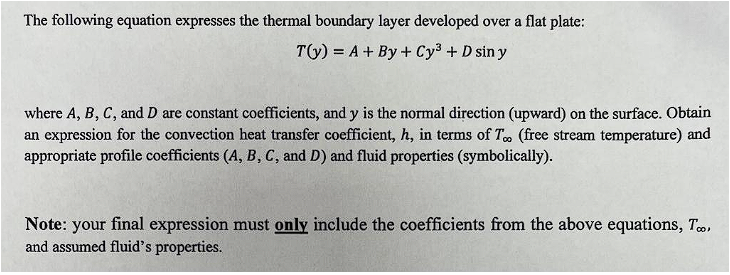 Solved The following equation expresses the thermal boundary | Chegg.com