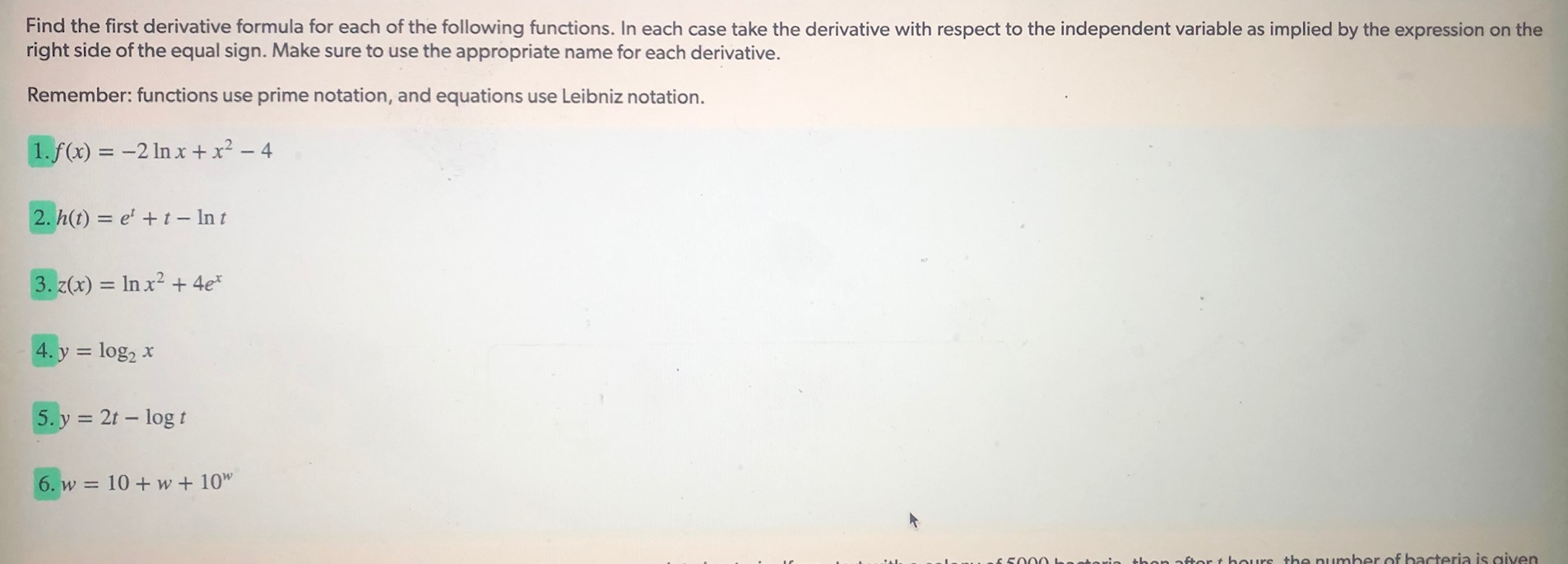 Solved Find The First Derivative Formula For Each Of The | Chegg.com