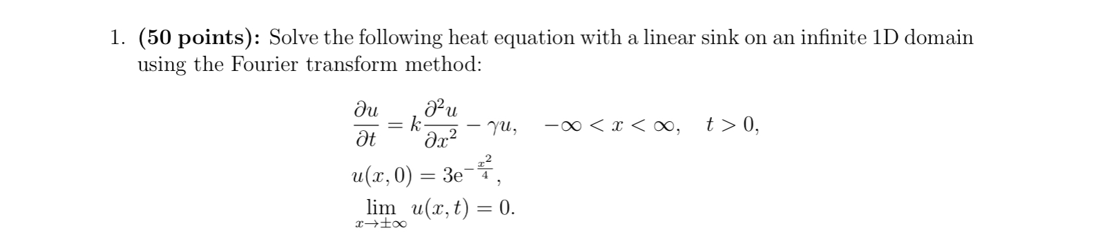 Solved 1. (50 Points): Solve The Following Heat Equation | Chegg.com