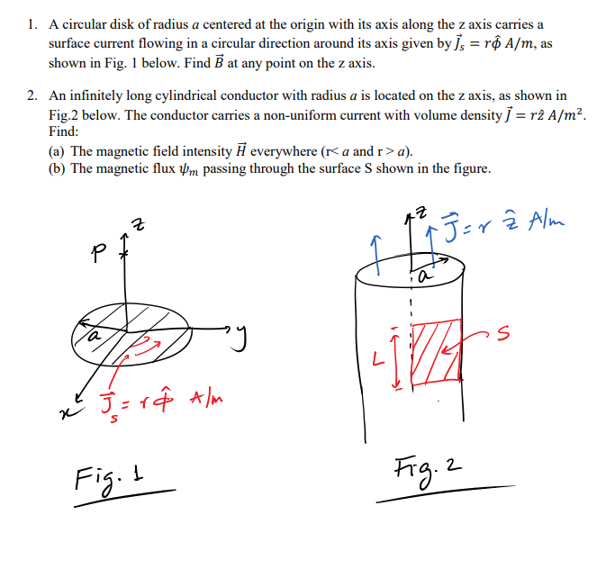 Solved 1. A circular disk of radius a centered at the origin | Chegg.com