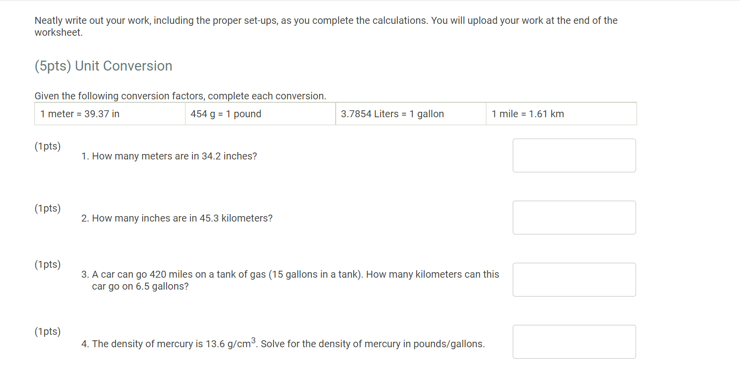 Solved Neatly write out your work, including the proper  Chegg.com With Chemistry Conversion Factors Worksheet