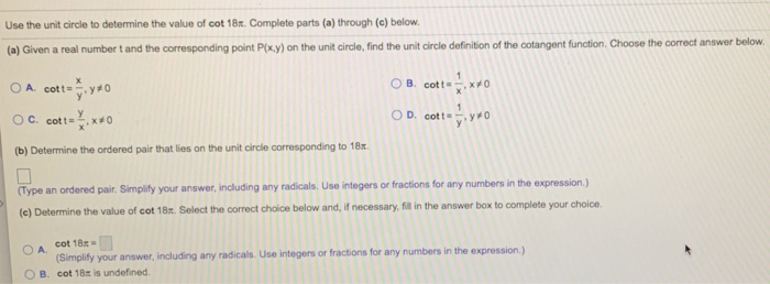 Solved Use the unit circle to determine the value of cot | Chegg.com