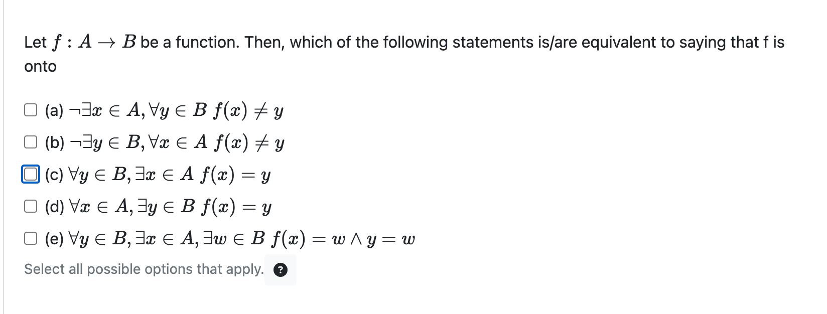 Solved Let F:A→B Be A Function. Then, Which Of The Following | Chegg.com