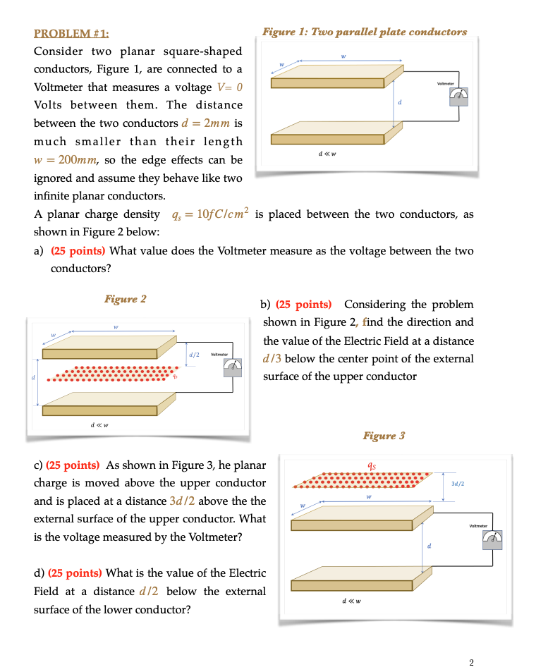 Solved PROBLEM \1 Figure 1 Two parallel plate conductors