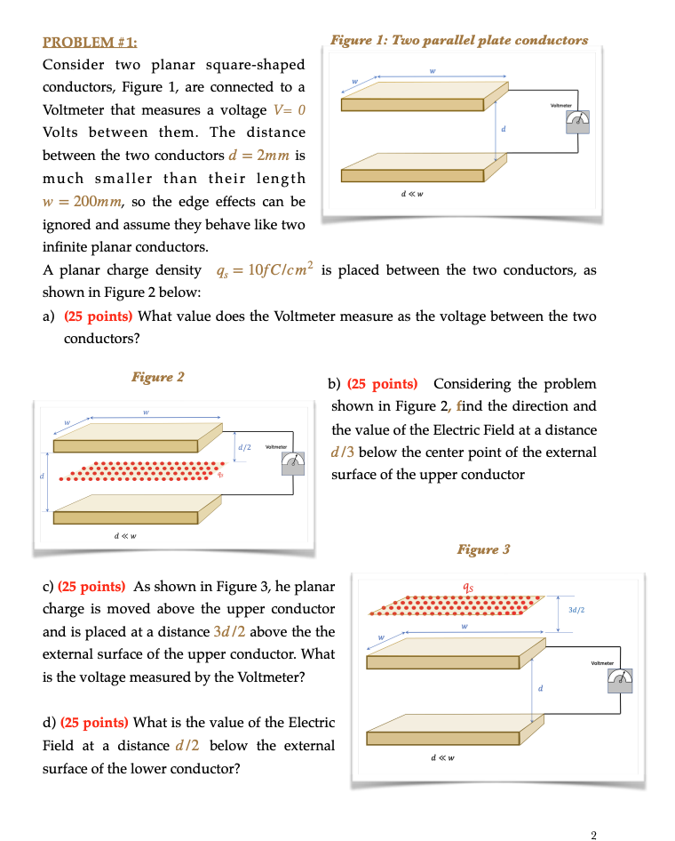 Solved PROBLEM \#1: Figure 1: Two Parallel Plate Conductors | Chegg.com