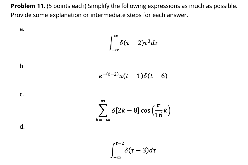 Solved Problem 11. (5 Points Each) Simplify The Following | Chegg.com