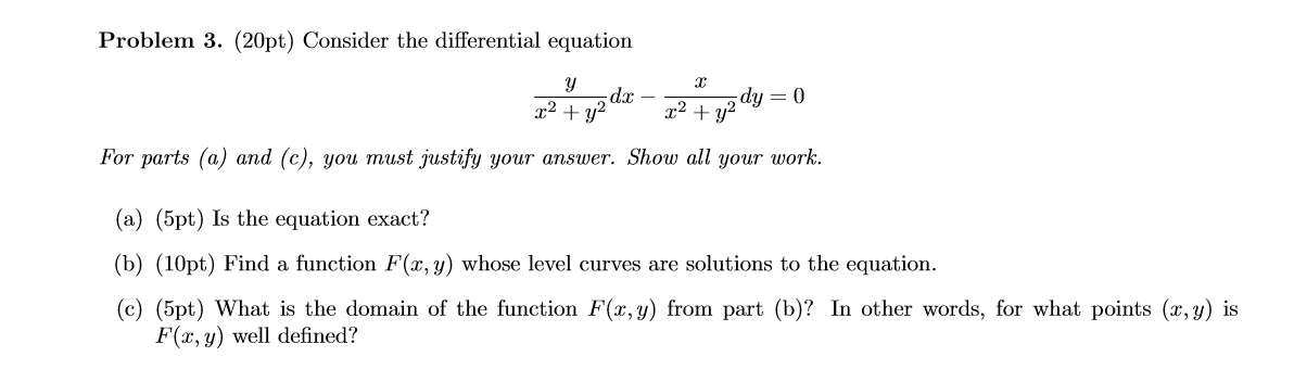 Solved Problem 3. (20pt) Consider the differential equation | Chegg.com