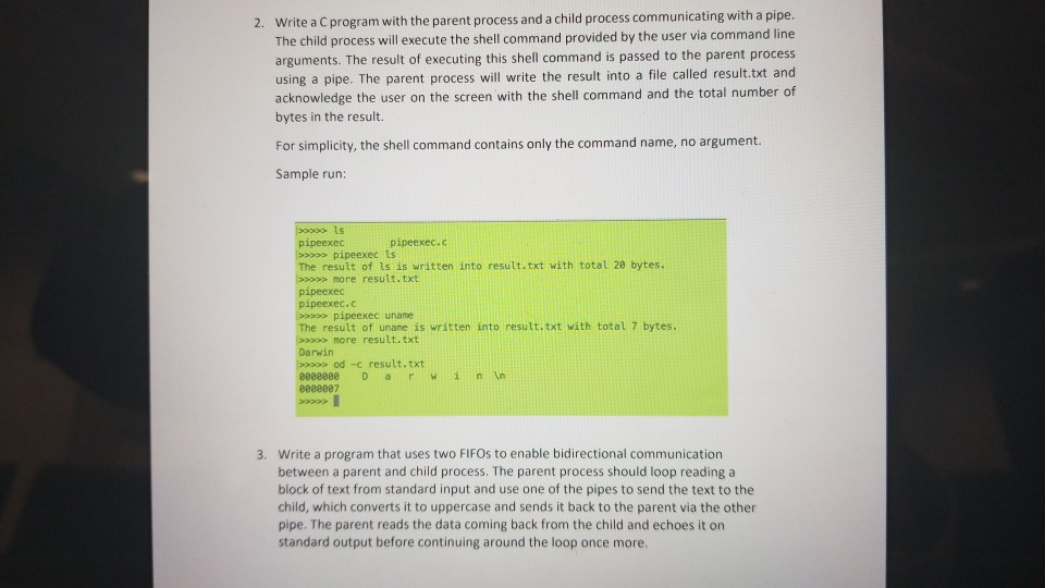 Solved 2. Write a C program with the parent process and a | Chegg.com