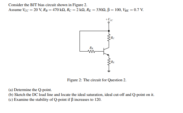 Solved Consider the BJT bias circuit shown in Figure 2 | Chegg.com