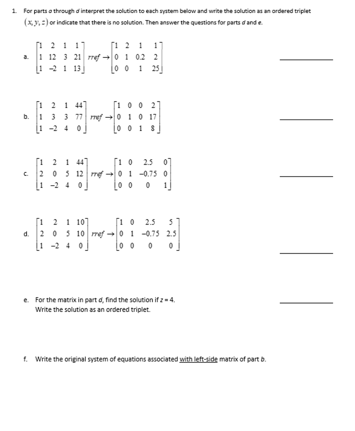 Solved For parts σ ﻿through σ ﻿interpret the solution to | Chegg.com