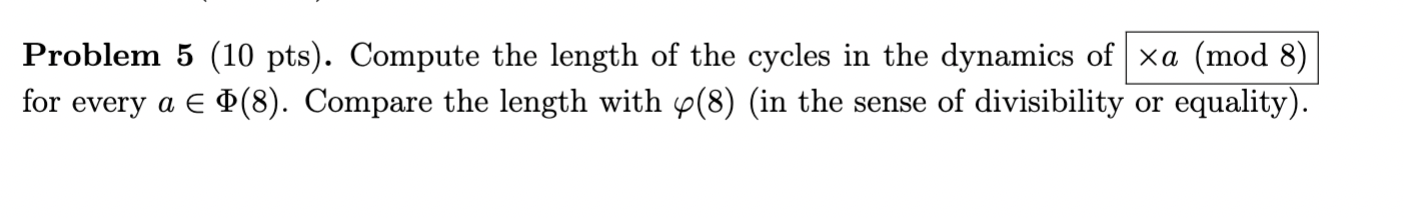 Problem 5(10pts). Compute the length of the cycles in | Chegg.com