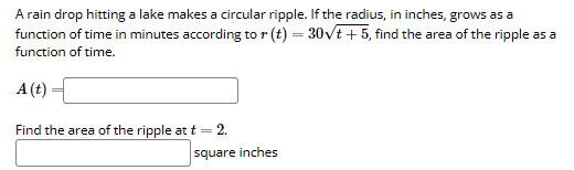 Solved A rain drop hitting a lake makes a circular ripple. | Chegg.com