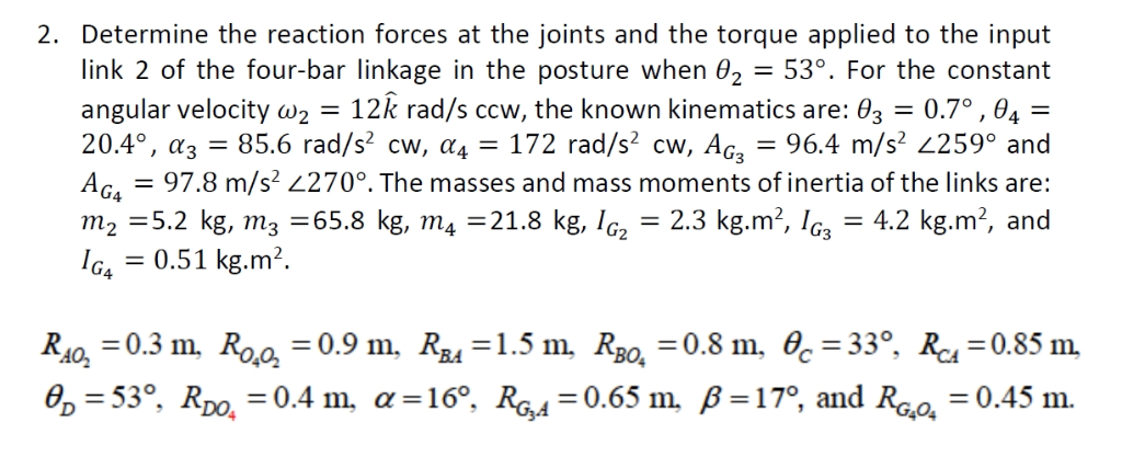 2. Determine the reaction forces at the joints and | Chegg.com