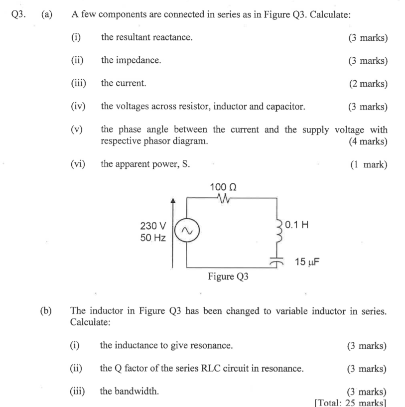 Solved Q3. (a) A few components are connected in series as | Chegg.com