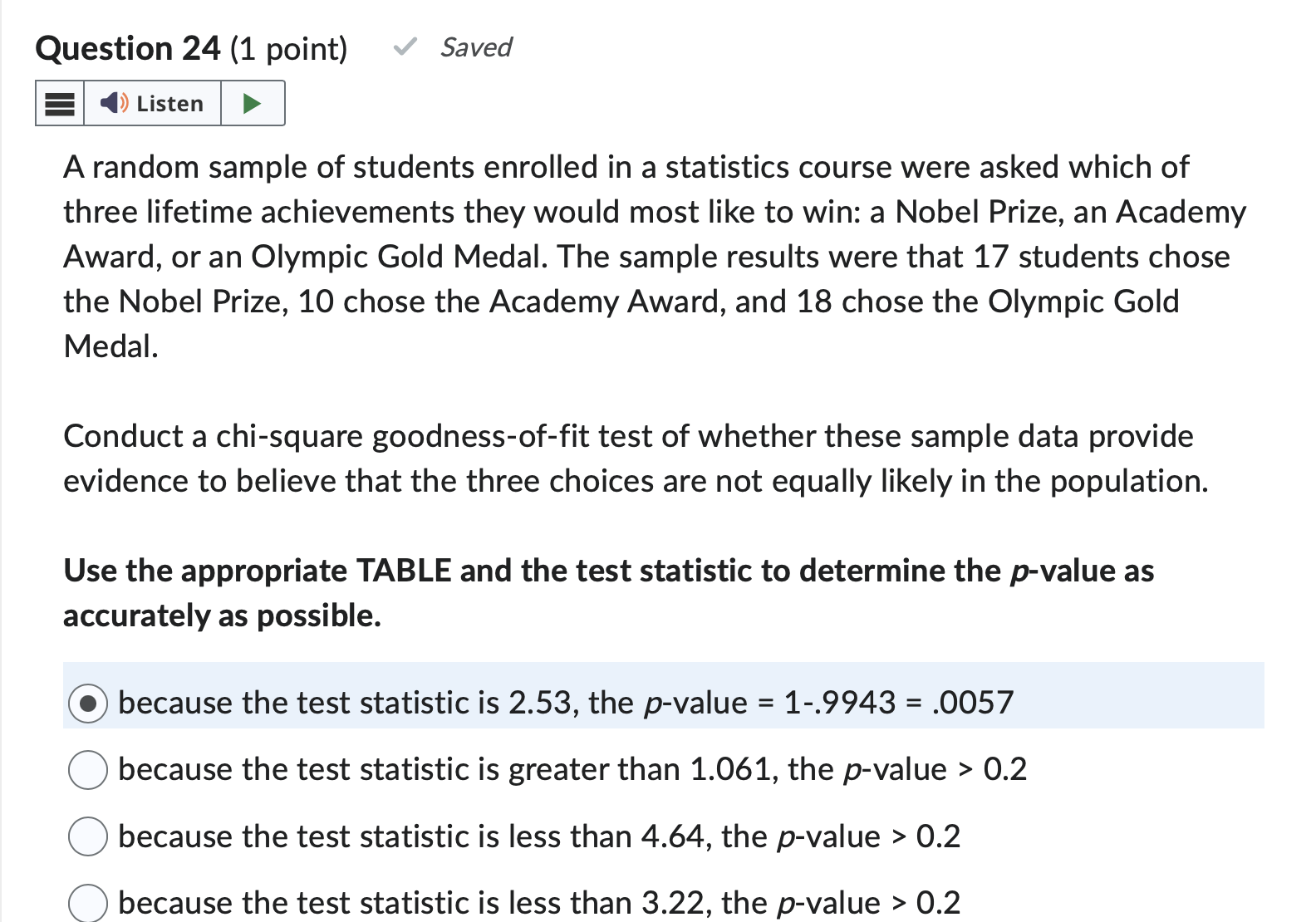 Solved A random sample of students enrolled in a statistics | Chegg.com