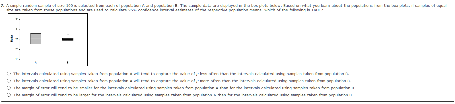 Solved 7. A simple random sample of size 100 is selected | Chegg.com
