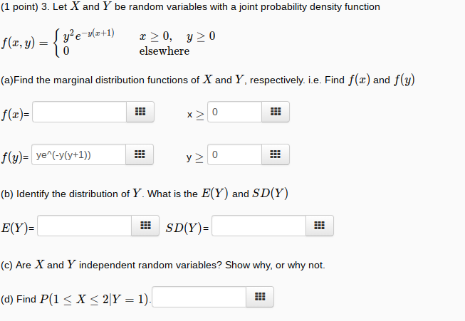 Solved (1 point) 3. Let X and Y be random variables with a | Chegg.com