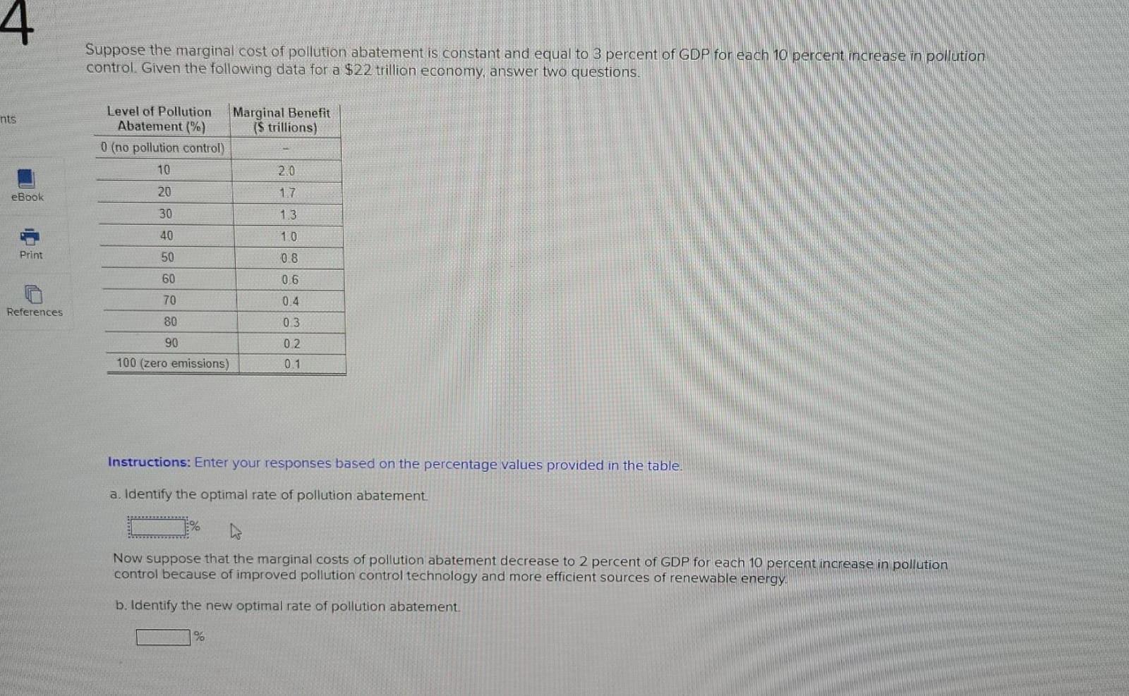 Solved 4 Suppose The Marginal Cost Of Pollution Abatement Is Chegg Com   PhplLBR7j