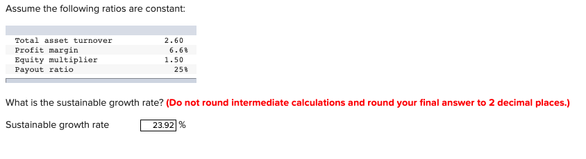 Solved Assume the following ratios are constant: What is the | Chegg.com