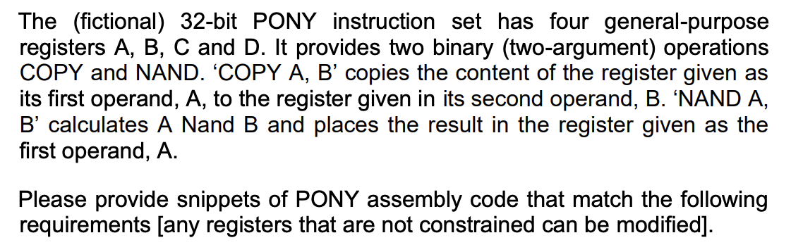 Solved The (fictional) 32-bit PONY instruction set has four | Chegg.com