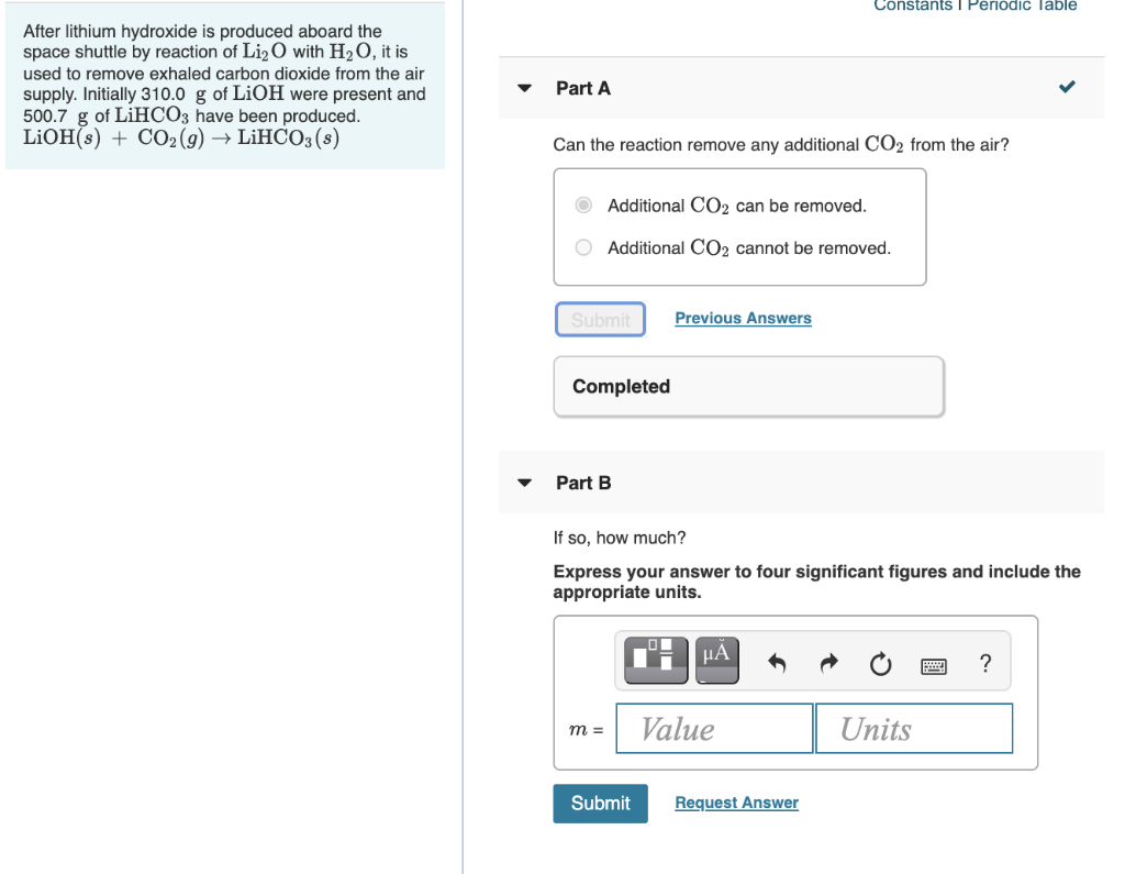 Solved Constants 1 Periodic lable After lithium hydroxide is | Chegg.com