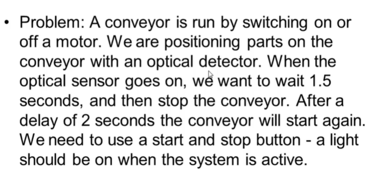 Solved Problem: A conveyor is run by switching on or off a | Chegg.com