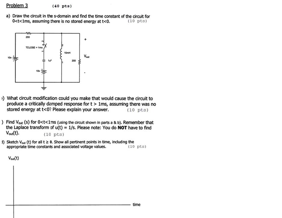 Solved Problem 3 (40 pts) a) Draw the circuit in the | Chegg.com