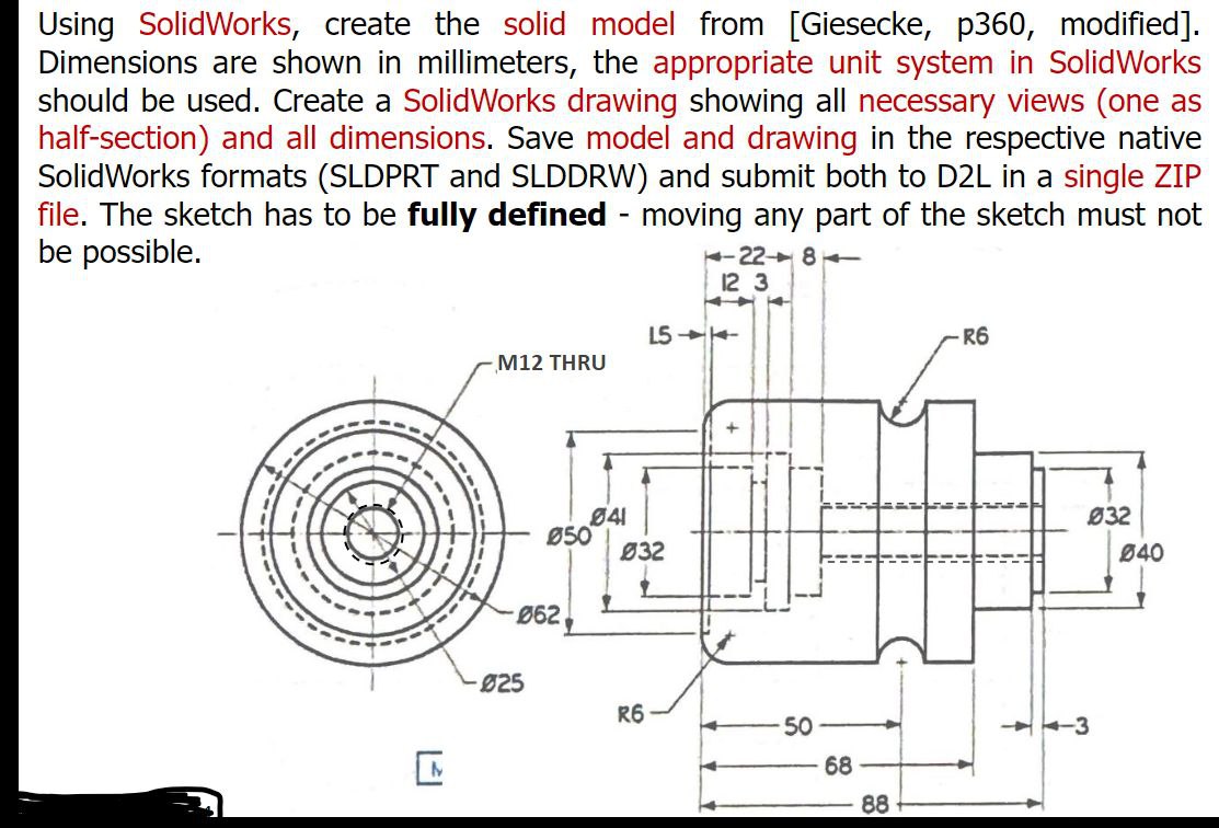Solved Using SolidWorks, create the solid model from | Chegg.com