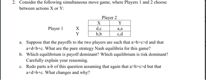 Solved 2. Consider the following simultaneous move game, | Chegg.com