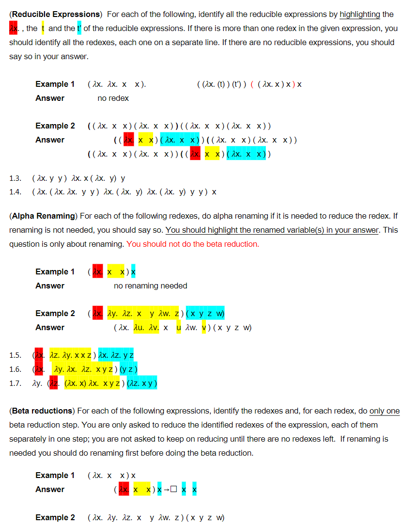 Solved (Bindings). For each of the following expressions. | Chegg.com
