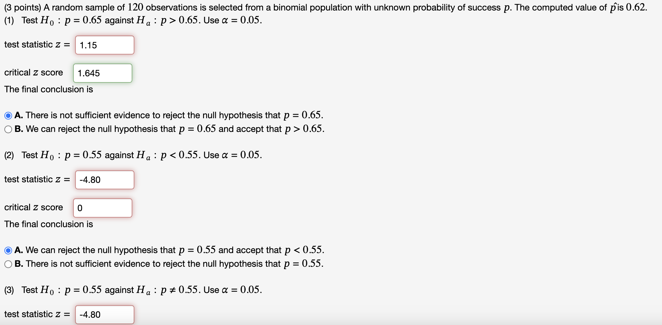 Solved ( 3 ﻿points) ﻿A random sample of 120 ﻿observations is | Chegg.com