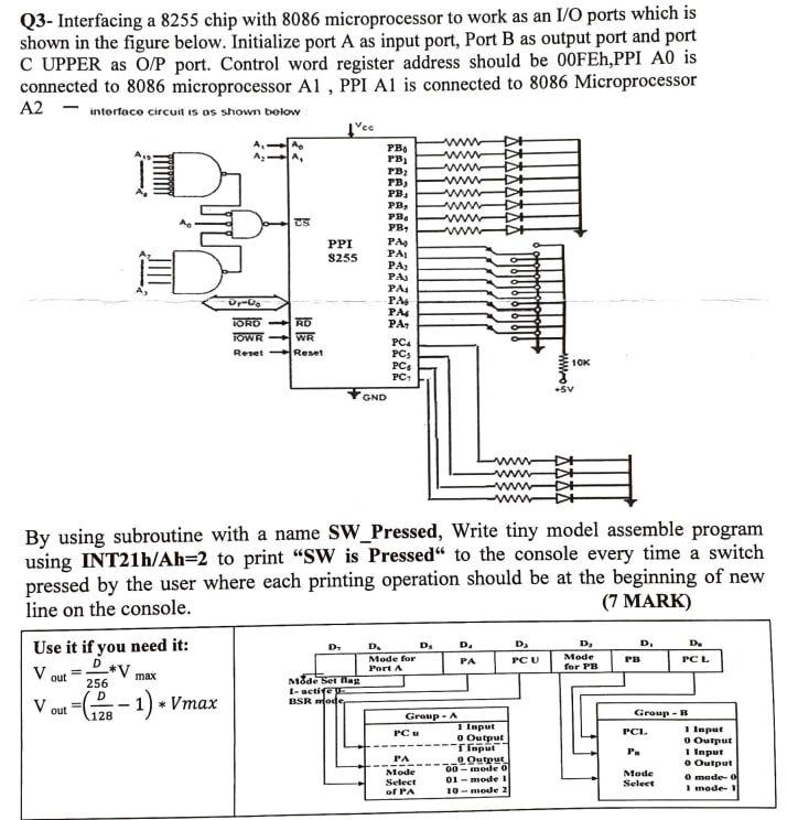 Solved Q3- Interfacing a 8255 chip with 8086 microprocessor | Chegg.com