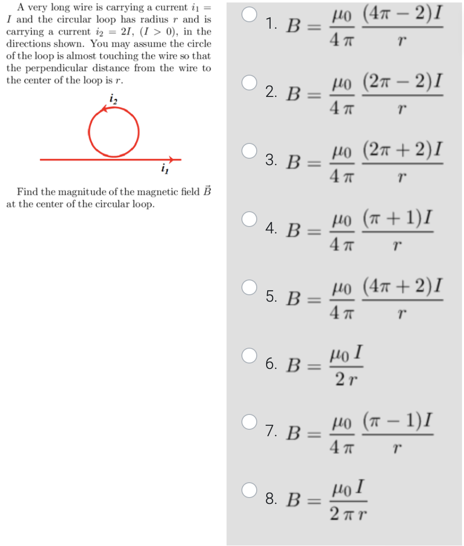 Solved A very long wire is carrying a current i1= I and the | Chegg.com