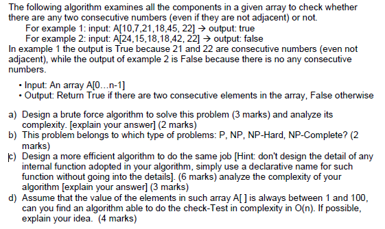 Solved The following algorithm examines all the components | Chegg.com