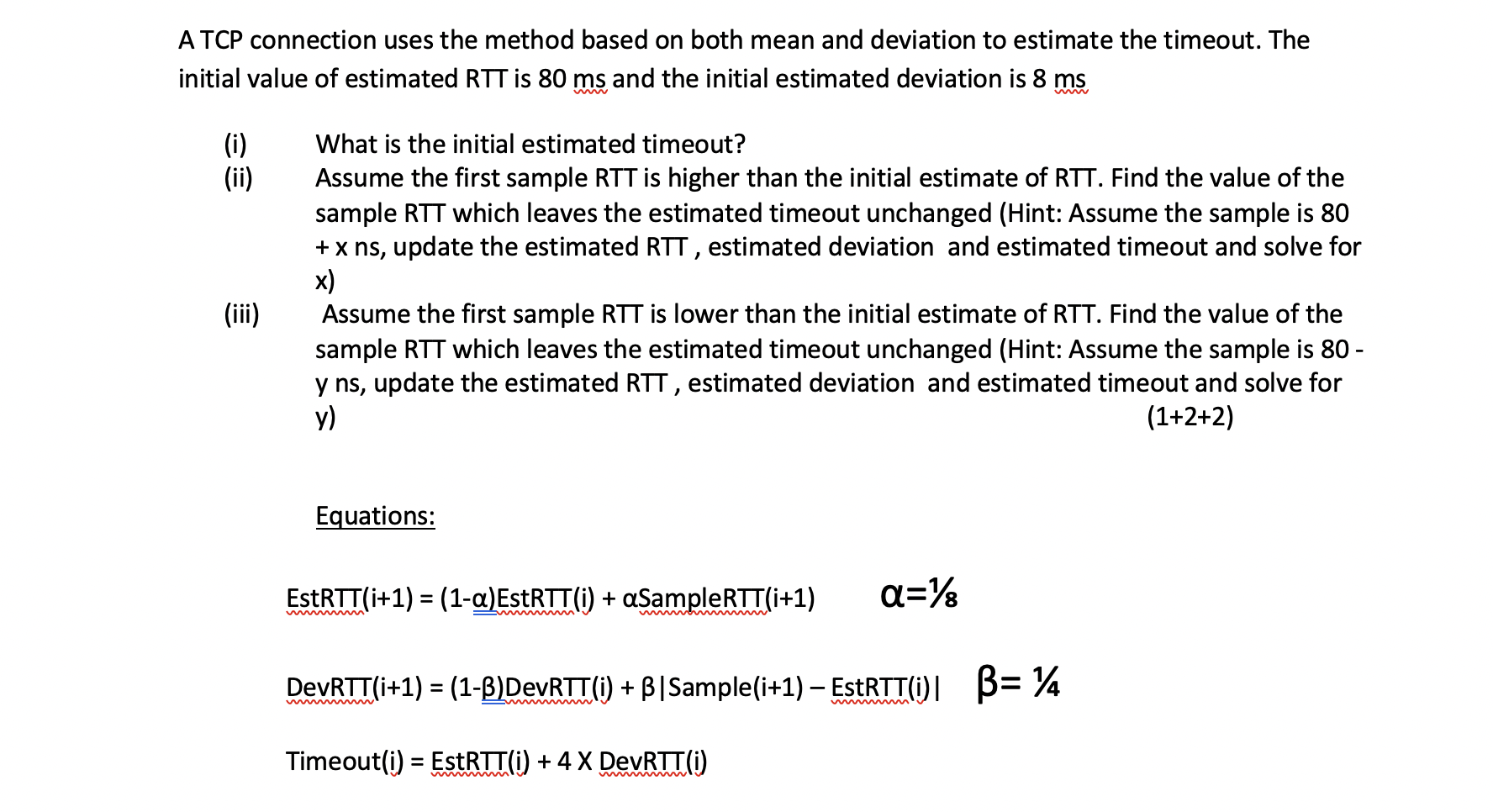 Solved A Tcp Connection Uses The Method Based On Both Mea Chegg Com