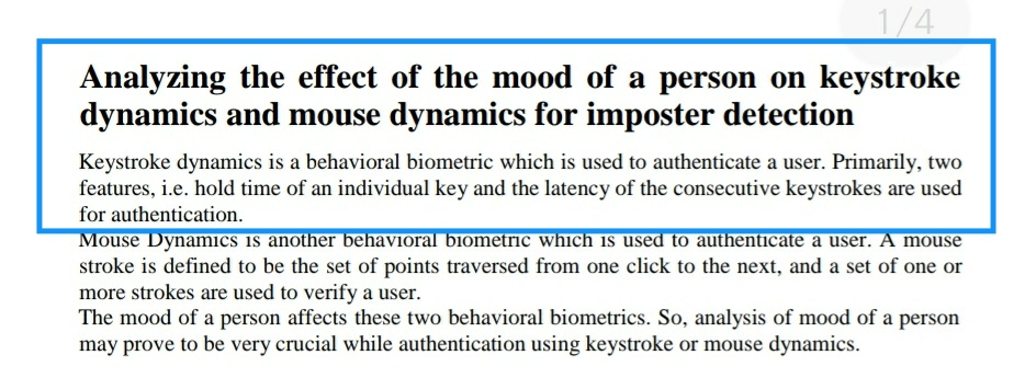 1/4 analyzing the effect of the mood of a person on keystroke dynamics and mouse dynamics for imposter detection keystroke dy