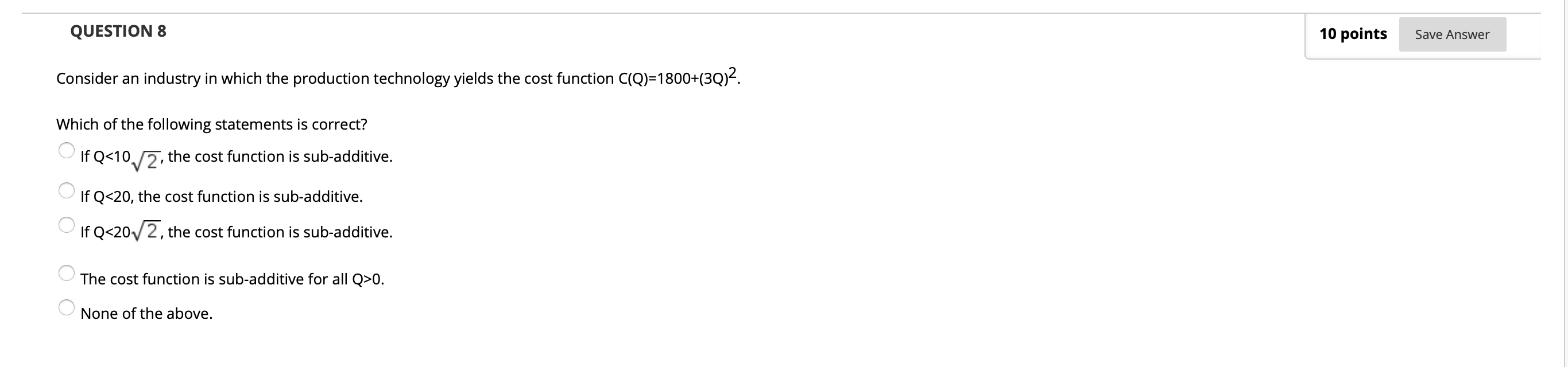 Solved QUESTION 8 10 points Save Answer Consider an industry | Chegg.com