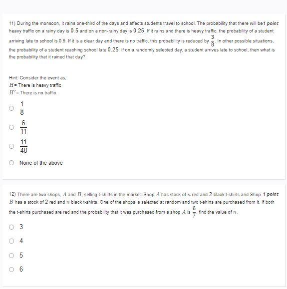 Solved 11) During the monsoon, it rains of the