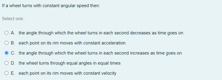 If A Wheel Turns With Constant Angular Speed Then