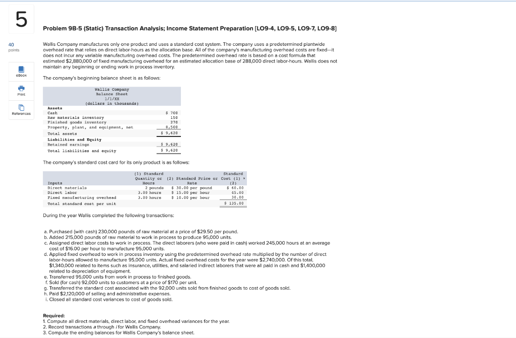 Solved Problem 9B-5 (Static) Transaction Analysis; Income | Chegg.com