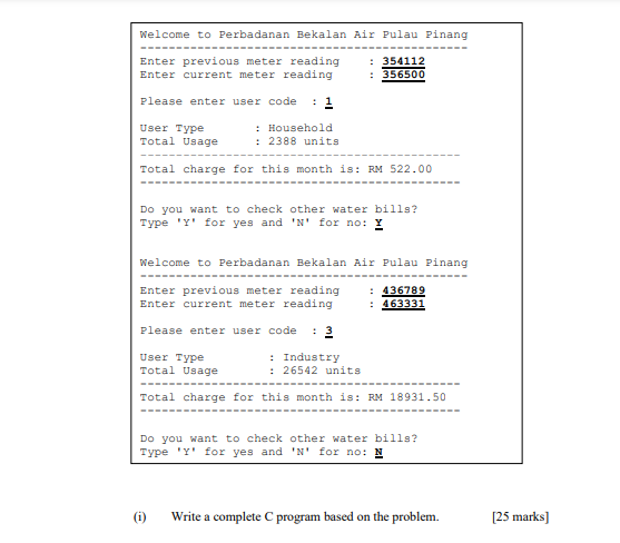 Solved Perbadanan Bekalan Air Pulau Pinang Will Calculate Chegg Com