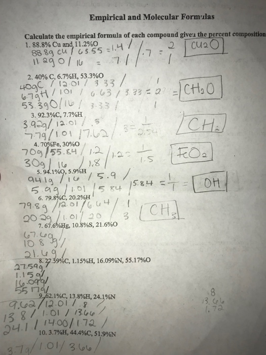 Empirical formula for 67.6 2025 hg 10.8 s 21.6 o