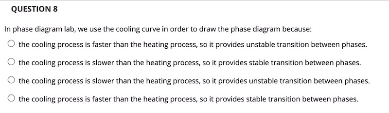 Solved Question 8 In Phase Diagram Lab We Use The Cooling Chegg Solved Question 8 In Phase Diagram Lab We Use The Cooling Chegg