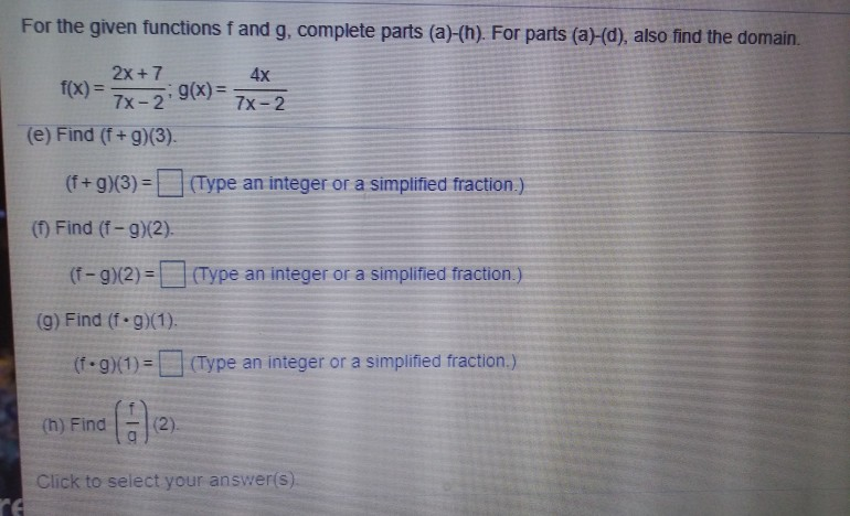 Solved For The Given Functions F And G Complete Parts A Chegg Com