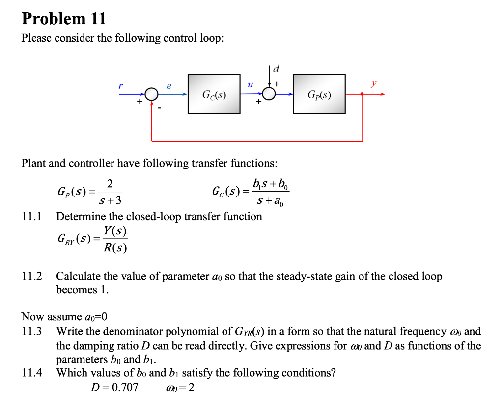 Solved Problem 11 Please consider the following control | Chegg.com