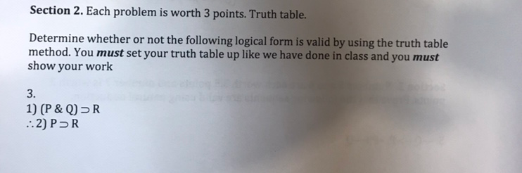 Solved Section 2. Each problem is worth 3 points. Truth | Chegg.com