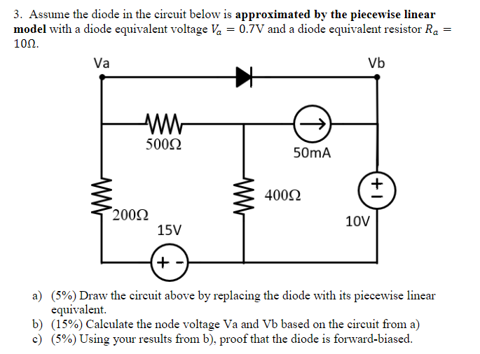 Solved Assume the diode in the circuit below is approximated | Chegg.com